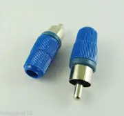 10pcs Blue Solder Type RCA Phono Male Plug Audio Video Cable Adapter Connector