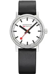 Mondaine MSE.35110.LBV White Dial Black Leather Womens Watch