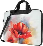 Laptop Shoulder Bag Laptop Bag Computer Bag Watercolor Red Flower Messenger Bag for Unisex