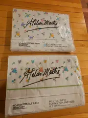 Vintage Atelier Martex sz full Fitted And Flat Sheet No-Iron Percale New Usa