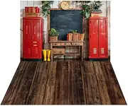 Kate Back to School Backdrop with Wood Floor Combo 2 Pieces Backdrops School Backdrop for Children Kids Photo Props, 10x6.5ft&10x6.5ft