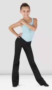 BLOCH Raquel V-Waist Flare Jazz Dance Studio Pants Microlux Girls 4-6 Black NWT