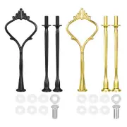 6 Sets Cake Tray Stand Handle Plate Hardware Fitting, 3-Tiers Crown Gold/Black