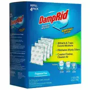 DampRid Fragrance Free Moisture Absorber 10.5 oz Easy Fill Refill Packs 4ct FG92