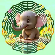 Wind Spinner 10" Baby Elephant With Baby Ducklings Double Sided WindSpinner