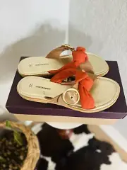 JOHNSTON & MURPHY Paige Buckle Leather Slide Sandal, Tan/Orange, Size 11, NWT
