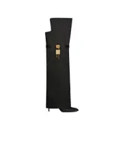 Shark Lock Stiletto over-the-knee boots in satin 42 black