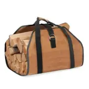Waxed Canvas Log Carrier Bag, Durable Wood Tote Water Resistant No Edge Sealing