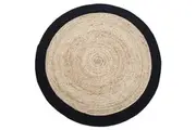 Round Jute Rug | Decorative Floor Rug Phoenix Black & Natural