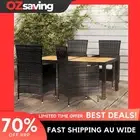 Outdoor Dining Set 5 Piece Cushions Black Cream White Rattan 150x90 4835