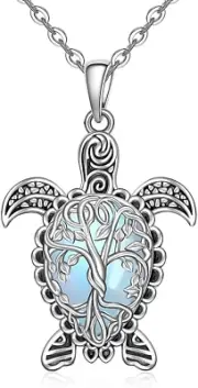 Tree Of Life Turtle Necklace Women Sterling Silver Healing Lucky Pendant Gifts