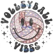 Sublimation Print Volleyball Vibes Smiley Face Ready to Press Heat Transfer