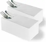 MBBUROYY Disposable Napkins,Pocket Napkins,White Paper Napkins,Linen Feel White Napkins,40×40cm,100 Count,White