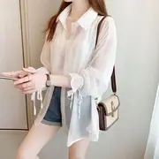 Long-Sleeve Plain Light Shirt White - M