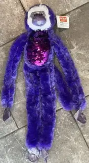 Wild Republic Sequin Purple Monkey Plush, Stuffed Animal, Sensory Plush Toy