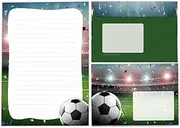 Writing Paper Set Letter Pad with Envelope for Boys Children Football Green Children's Motif Letter Paper Pad Lined (A5 Pad with 25 Sheets + 15 Envelopes)