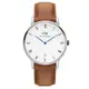 DW Daniel Wellington Dapper 經典淺棕色皮革腕錶-銀框/34mm(DW00100114)