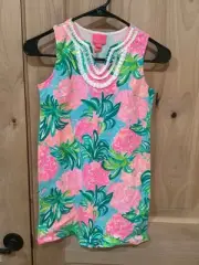 Lilly Pulitzer Girls Mini Harper Shift Dress Pineapple Shake Sz Large 8/10 NWT