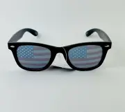 Rectangular Tinted Sunglasses Unisex, 100% UVA/UVB Protection, USA Flag, Black