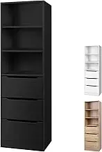 ALFORDSON Wardrobe Cabinet - Black, Compact Design with Sliding Drawers & Adjustable Shelves. Wooden Closet for Bedroom & Living Room Clothing Organization & Storage, 50.5x40x160cm