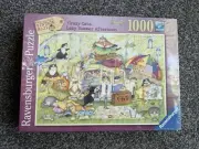 *RAVENSBURGER Crazy Cats COMPLETE LAZY SUMMER AFTERNOON Jigsaw Puzzle 1000 Pc
