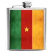 Cameroon Flag Stainless Steel Hip Flask 6oz