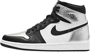 [Nike] Women's Jordan 1 High OG Silver Toe Black/Black-Metallic Silver (CD0461 001) -, Black/Metallic Silver-white-bl, 9