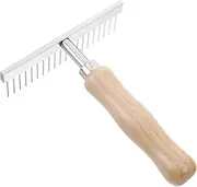 EXHUMKY Dematting Comb Dogs Cows Stainless Steel Grooming Tool with Wooden Handle for Tangles Mats Easy to Clean Maintain Versatile Animal Grooming Brush