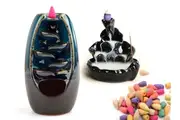 Waterfall Incense Burner Backflow Smoke Glossy Ceramic Censer Holder With Cones