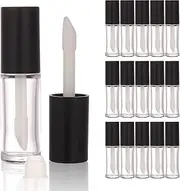 COSIDEA 15PCS Empty Black PETG big doe foot Wand Lip Gloss Tubes 10ml 0.33 OZ lipgloss Tube with Thick brush Applicator for Castor oil tint DIY concealer tube packing
