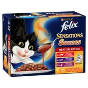 Felix Adult SensationsÂ Sauces Meat Selection Wet Cat Food 85g x 12 pack