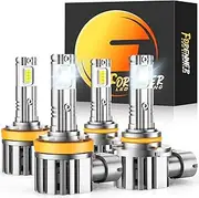 forenner H11 9005 Light Bulb Combo, 60000LM Brightness 900% Brighter, 1:1 Size Easy Installation 9005/HB3 H11/H9/H8 Fog Light, 10-Year Life with Speedy Cooling Fan, IP68 Waterproof, Pack of 4