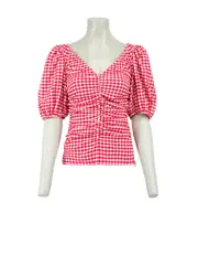 Red Love Potion Gingham Ruched Top