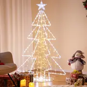 Costway Foldable Christmas Tree 454 Fairy LED Lights Pre-Lit Metal Frame Xmas Decoration Warm White