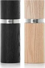 AdHoc Textura Pepper and Salt Mill Set, 15cm, Ash Wood, Black and Light