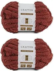 [Crafted by Catherine] Chunky Sparkle Yarn - 2 Pack (41 Yards Each Skein), Brick Sparkle, Gauge 7 Jumbo
