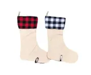 C267 2PCS Christmas Stocking Ornaments Candy Christmas Gift Bag Christmas Ornaments Imitation Linen Lattice Christmas Socks