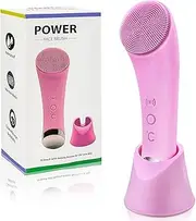 Facial Cleansing Brush, 2 in 1 Silicone Face Scrubber with Heat Massage End，Rechargeable Facial Exfoliation Brush, Waterproof Facial Scrubber for Deep Cleansing, Electric Face Brush for Women (Pink)
