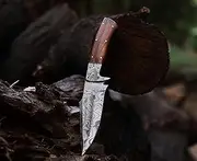 AU HUNTING EXPERT Damascus Knives for Hunting Skinning - Fixed Blade Hunting Knife with Sheath - Damascus Steel Knife with Wood Handle - 9 Inches Handmade Skinner Camping Knife.