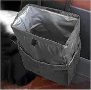 Fekey&JF Hanging Car Trash Can with Storage Pockets, Leakproof Oxford Auto Garbage Bag, Multi-Use Waterproof Organizer for Outdoor Traveling, Foldable Trash Can for Truck, SUV, Home (Pure Black)