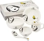 PEANUTS Snoopy Ceramic Kids Tableware Set Plate Cup Bowl Made in Japan NEW F/S