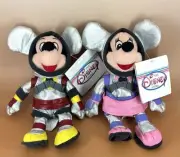Disney Store SPACEMAN MICKEY & MINNIE MOUSE 9” Bean Bags Plush’s mint w/tags