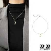 在飛比找momo購物網優惠-【00:00】韓國設計冷淡風金色凹凸月亮造型項鍊