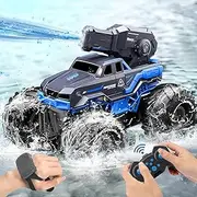 Amphibious Remote Control Car Boat Water Squirt RC Tank 2.4GHz Gesture Sensor 4WD Monster Truck RC Cars 360°Rotating Waterproof Stunt Car for Age 6 7 8 9-12 Kids Girls Boys Gift Beach Pool Water Toy