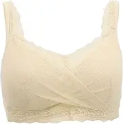[ANMUR] Full Coverage Mastectomy Bras for Women Sexy Lace Silicone Breast Prosthesis Pocket Bra Post Op Tube Top Bra (Color : Beige, Size : 80/36C)