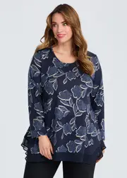 [TS] Taking Shape Foil Delight Snug Top Size 16 in Dark Indigo Print - Plus Size Women's Clothing Dark Indigo Print