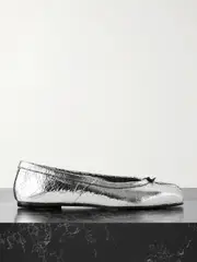 [Maison Margiela] Maison Margiela - Tabi Metallic Cracked-leather Ballet Flats - Silver - IT35 IT 35 Silver