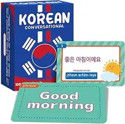 100Pcs Korean Conversational Phrase Flash Cards Korean Learning Beginner Sayings for Travel, Memory, Quick Reference Educational Bilingual Language Learning Resource Tool for Adults School Classroom