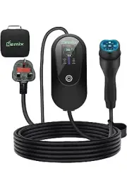 EV Charger Cable Type 2 to 3 Pin Plug, 2.8" HD Display, Single-Phase 16ft