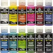 FolkArt PROMO830 Multi Satin Finish Acrylic Craft Paint Set Designed for Beginners and Artists, Non-Toxic Formula That Works on All Surfaces, 2 oz, 2 Fl Oz (Pack of 12), 12 Colors May Vary, 24